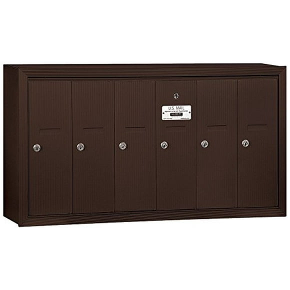 Salsbury Industries 3506ZSP Surface Mounted Vertical Mailbox with Master Commercial Lock, Private Access and 6 Doors, Bronze