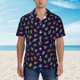 thumbnail image 2 of Balery Colorful Insects Camisas hawaianas de manga corta para hombre, camisas playeras de corte holgado, camisas de vacaciones con botones,Small, 2 of 7