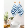 thumbnail image 2 of Geometric Blue Ombre Kitchen Dish Towels for Drying Dishes Set of 2, Modern Gradient White Ocean Striped Waffle Weave Microfiber Hand Tea Bathroom Towels Quick Dry & Absorbent Towel 12x12, 2 of 7