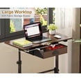 thumbnail image 5 of Adjustable Height Standing Desk With Drawer, Rolling Sit Stand Up Desk With Wheels, Small Sit To Stand Computer Desk, Adjustable Desktop Height, On Wheels, Brown, For Walking Pad Laptop Treadmill, 5 of 18