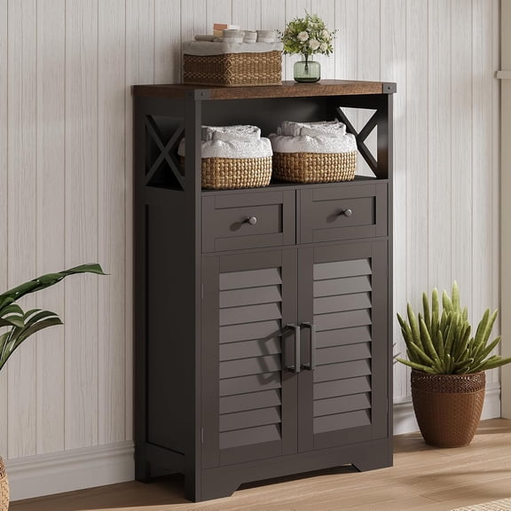 Farmhouse Storage Cabinet, Bathroom Floor Cabinet with Doors and Drawers, Kitchen Pantry Cabinet for Living Room, Laundry