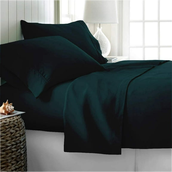Luxury Bed Sheets Set - 800 Thread Count 100% Egyptian Cotton Sheets - 4 Piece Sheet Set Fits Mattress Upto 24 Inch Deep Pocket Sateen Weave for Soft Fitted Sheet - Teal Solid Twin XL Size