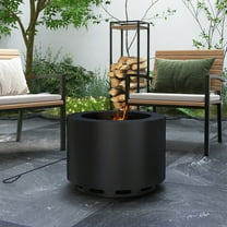 Outsunny Smokeless Fire Pit w/ Poker, 19" Firepit, Steel, Black