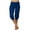 Dark Blue, variant on SwiftWear Plus Size Curve Hugging Capris for Women - High Waist Casual Capri Pants with Adjustable Drawstring & Fashion Buttons 3XL-5XL