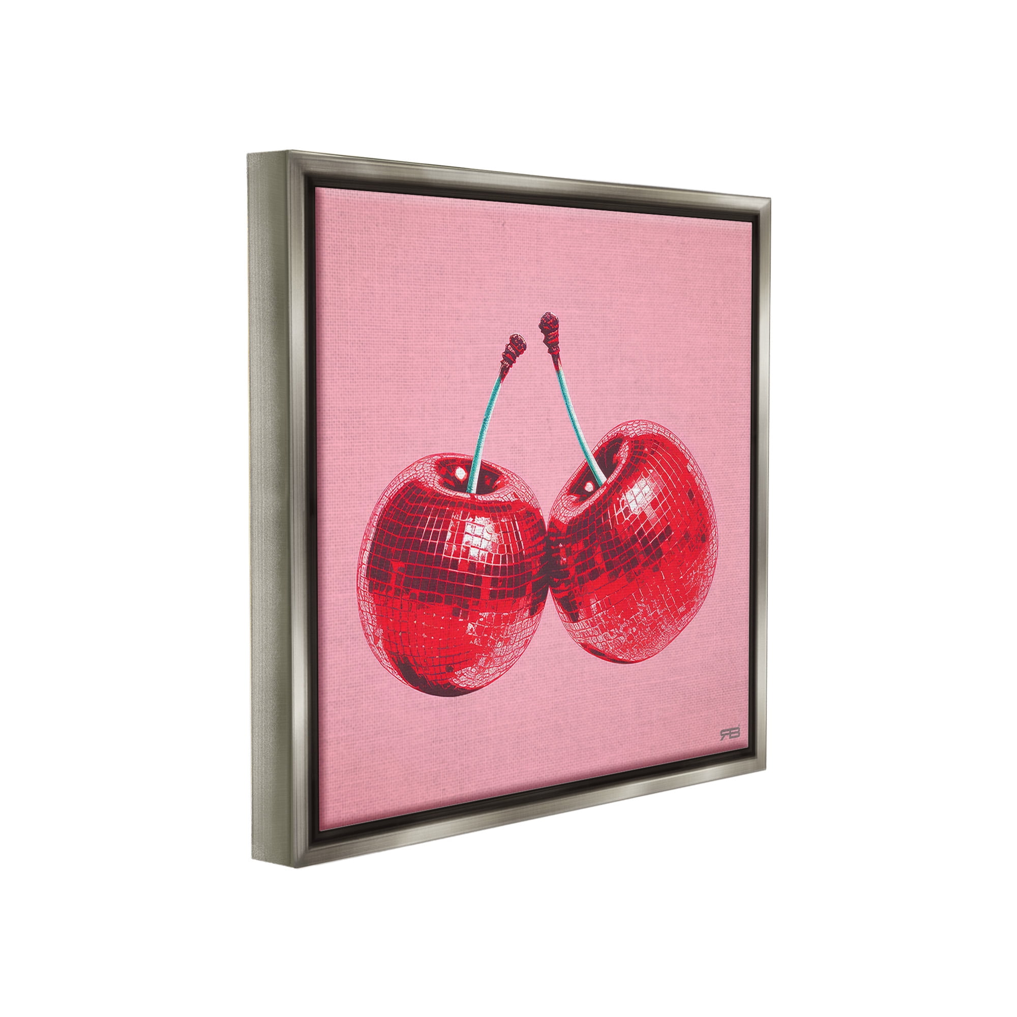 Stupell Industries Red Patterned Cherries Food & Beverage Painting Gray Floater Framed Canvas Art Print Wall Art, 25 x 25