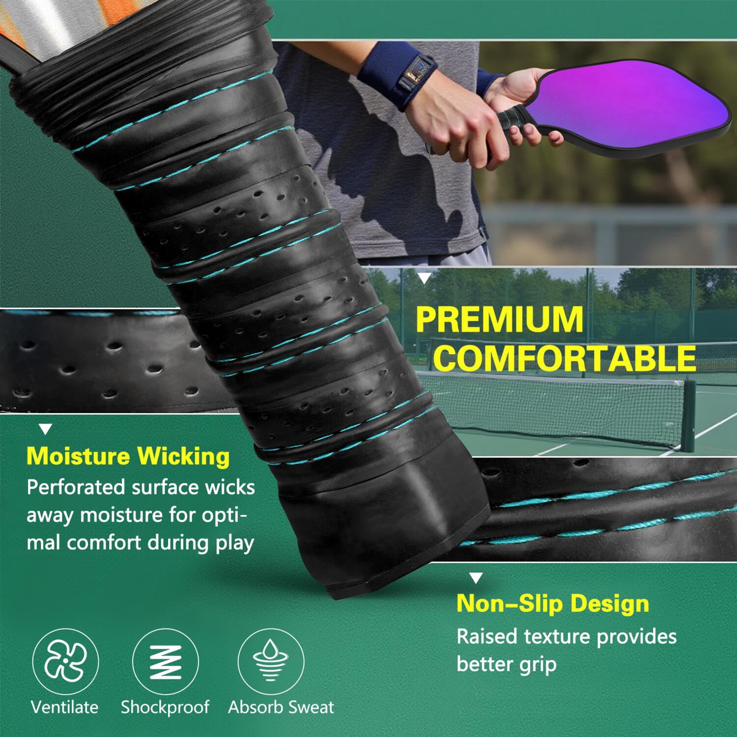 Pickleball Paddles Set Of 2, Fiberglass Surface, Fluid Smoke Aurora Art Style, 4 Balls & Bag