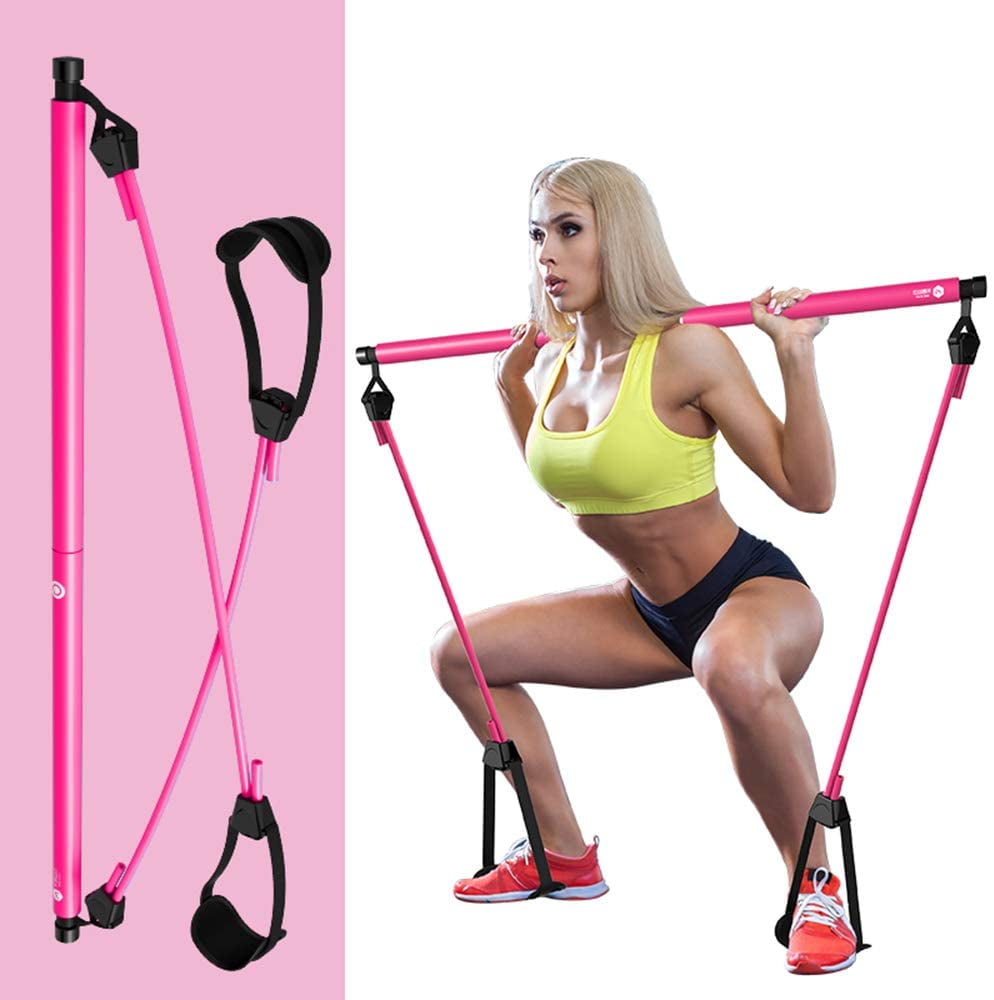 Freerunning Portable Pilates Bar Kit with Resistance Band Yoga Exercise  Pilates Bar with Foot Loop Toning Bar Yoga Pilates for  Yoga,Stretch,Twisting,S
