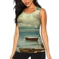 thumbnail image 1 of Fotbe Serene Coastal Blue Sky Blusas Sin Mangas para Mujer – Estilo Casual, Corte Suelto, Slim-Fit, Cuello Redondo Deportivo, Tops de Verano para Gimnasio y Yoga-Large, 1 of 7