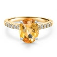 thumbnail image 3 of Gem Stone King 10K Two Tone Gold Yellow Citrine and Lab Grown Diamond Engagement Ring for Women | 1.85 Cttw | Oval Checkerboard 9X7MM | Gemstone November Birthstone | Size 5, 3 of 6