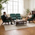 thumbnail image 4 of S-HOME Mid-Century Living Room Chair with Supportive Lumbar Pillow, Fabric Upholstered Armchair for Various Spaces, Green, 4 of 16