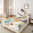 thumbnail image 4 of Homewish Garden Floral Flower Twin Sheet Sets, Kawaii Butterfly Twin Fitted Sheet, Oil Printing Artwork Flat Sheet, Luxury Bedroom Decor, 3 Pieces, 4 of 7