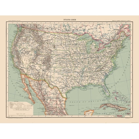 Historic State Map - United States - Schrader 1908 - Vintage Wall Art