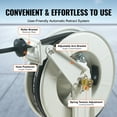 thumbnail image 4 of VEVOR Fuel Hose Reel, 1/4" x 50', Extra Long Retractable Grease Hose Reel, Spring Driven Auto Swivel Rewind, Heavy-Duty Carbon Steel Construction with Hose for Auto Repair, Heavy Industries, 5800 PSI, 4 of 9