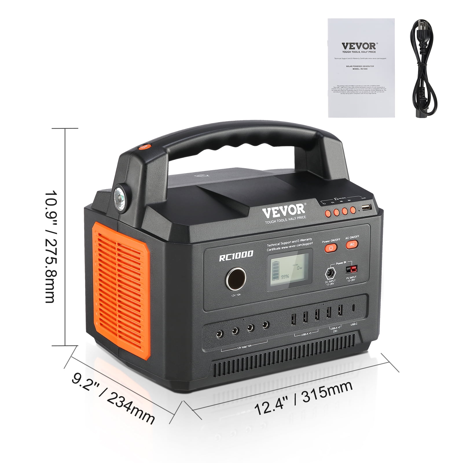 SKYSHALO Portable Power Station Solar Generator 999Wh 1000W with 12 Charging Ports