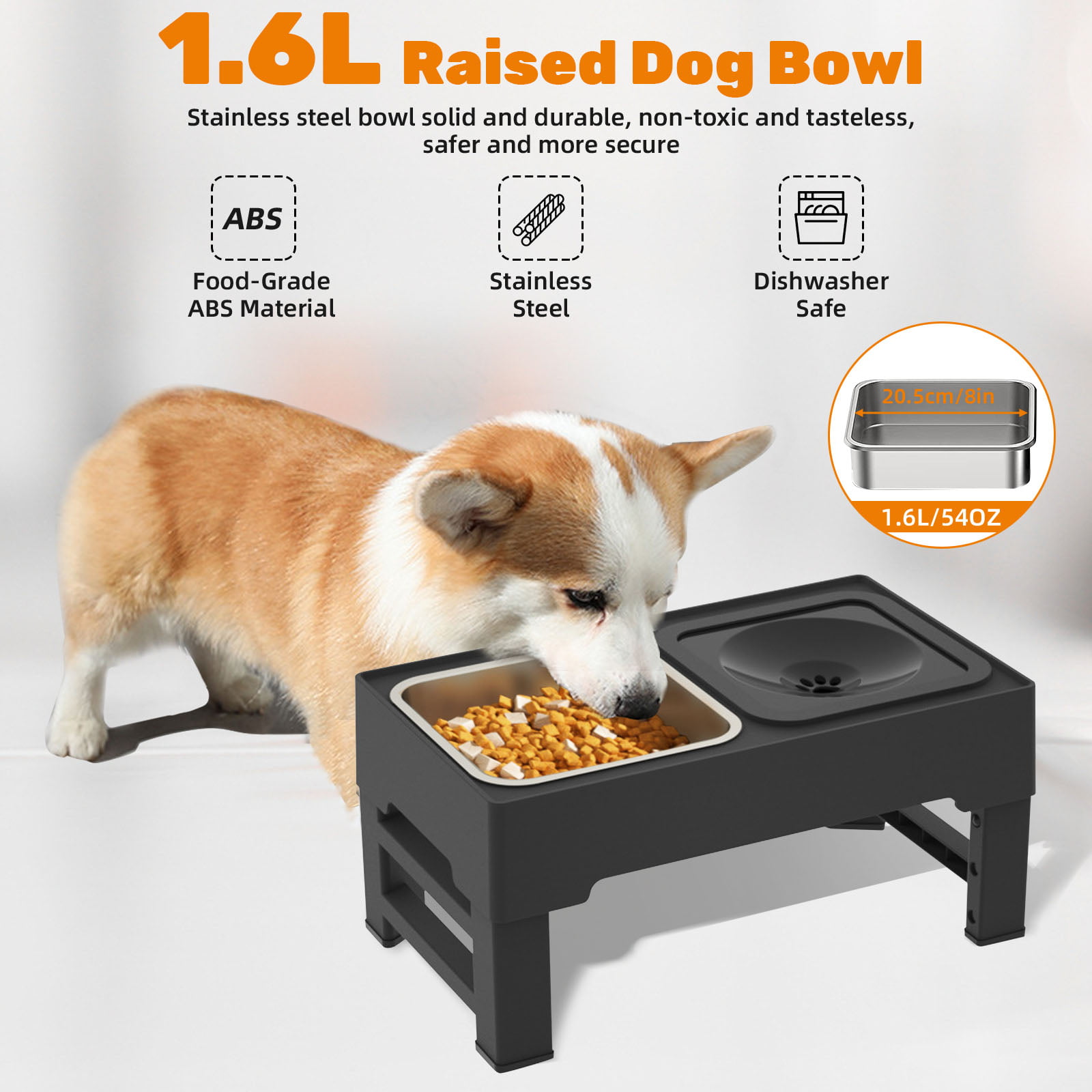 Adjustable Elevated Dog Bowl Stand，Fits 6-11inches Bowls,4 Height  Adjustments. Holder for Raised Food Water Feeder，for Large, Medium and  Small Dogs