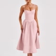 thumbnail image 6 of FINALGANG Women's Solid Color Spaghetti Strap Midi Dress Sweetheart Neck Flared Skirt Regular Fit Dress Summer Casual Daily Date Dress, 6 of 8