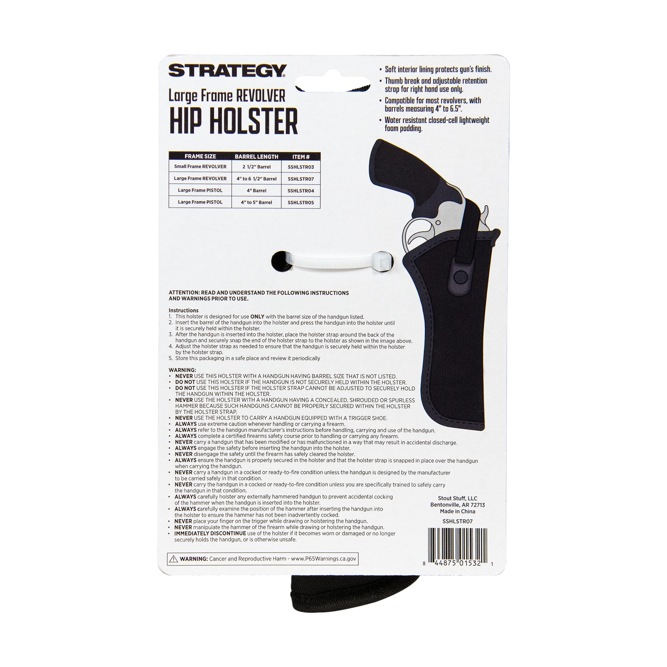 Strategy Brand Large Frame Polyester Revolver Holster. Fits 4 - 6.5 in Barrel, Right Dexterity