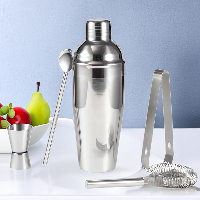 5Piece Cocktail Shaker Set, Stainless Steel Bartender Kit Professional