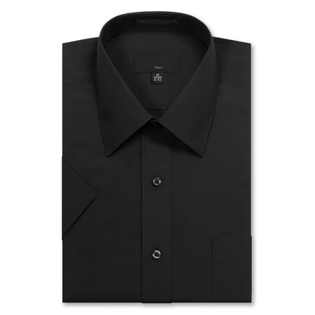JD APPAREL Men's Regular Fit Short-Sleeve Dress Shirts in Black 15-15.5