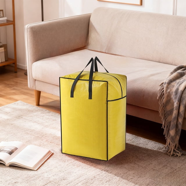 Bolsa de almacenamiento de algodón de gran capacidad | Organizador plegable de tela no tejida para ropa, ropa de cama y juguetes | Cremallera resistente y asa de transporte para mudanzas y viajes