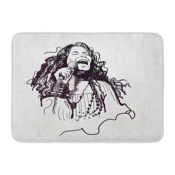 SIDONKU Sing Janis Lyn Joplin Legendary Rock Star Sixties Sketch Singer Famous Doormat Floor Rug Bath Mat 23.6x15.7 inch