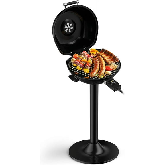 Giantex Electric Grill Indoor Outdoor, 1600W Portable Barbecue Grill with Removable Non-Stick Grilling Rack, Adjustable Temperature, Oil Drip Tray, for Picnic Camping Backyard Cooking (Black)