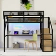 thumbnail image 2 of Mirightone Full Size Loft Bed with Stairs, Metal Loft Bed Frame with Storage,Under-Bed Desk, Wardrobe Heavy-Duty Gaming loft bed with built-in Light & Charging Station for Adults, Teens, 2 of 9