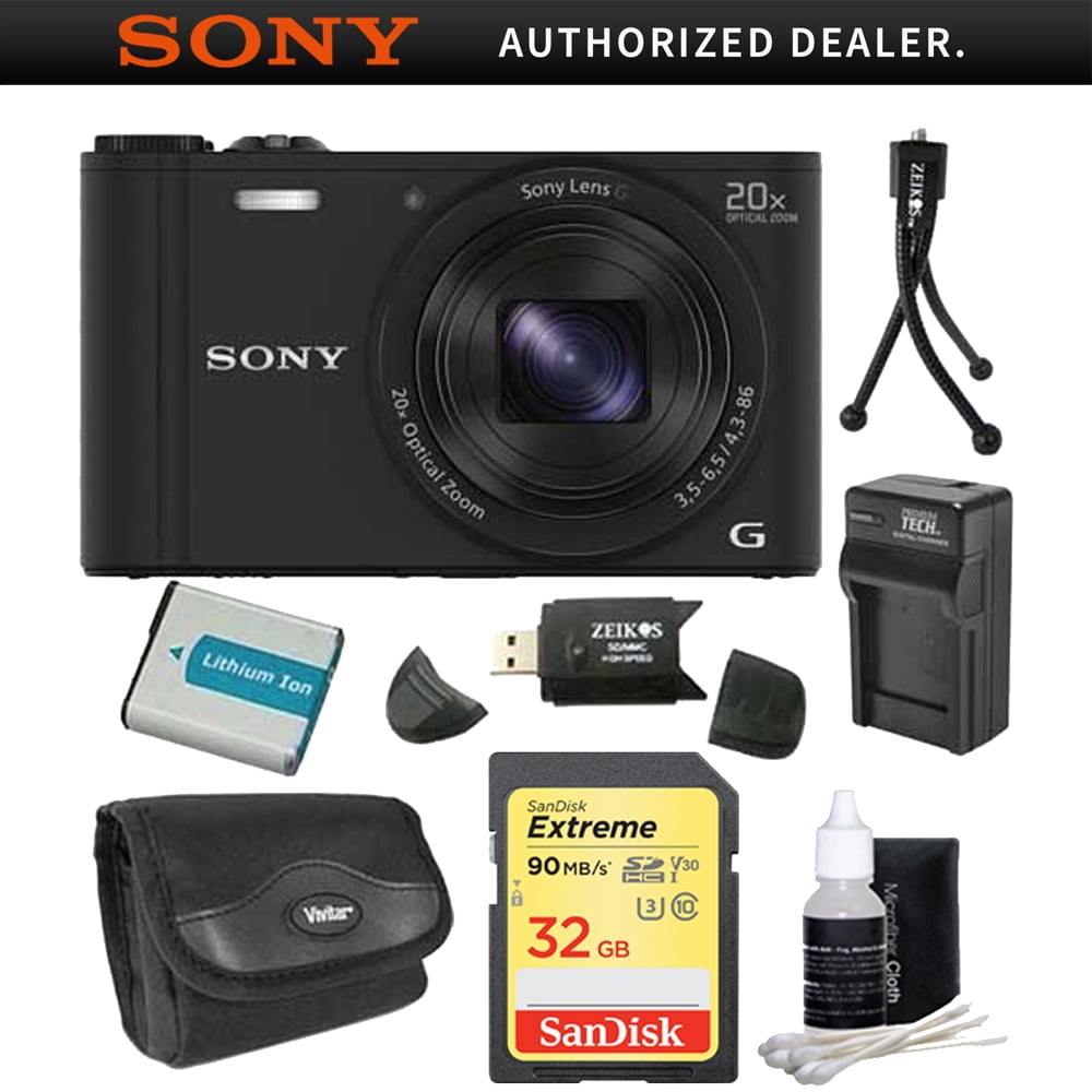 Sony Cyber-Shot DSC-WX350 Digital Camera Black Bundle with 
