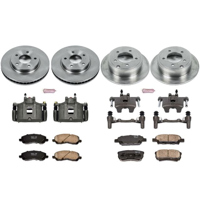 PowerStop Front and Rear Stock Replacement Brake Pad and Rotor Kit with Calipers Fits: MITSUBISHI Select Models KCOE4017A