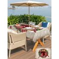 thumbnail image 4 of Outdoor Tablecloth with Umbrella Hole and Zipper, Christmas Rectangle Table Cloth 52x70 Inch Waterproof Tablecloth, Xmas Botanical Birds Snowflake Plaid Picnic Table Cover for Patio Camping, 4 of 7
