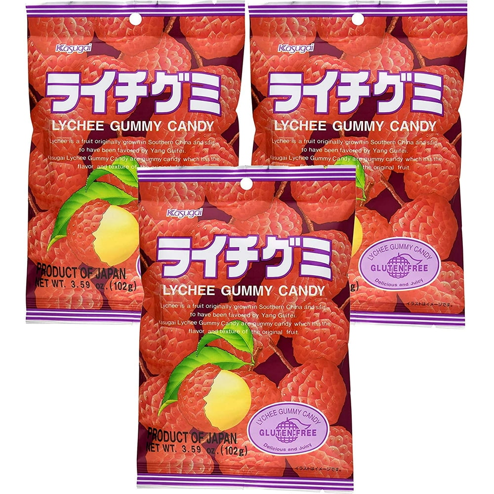 Kasugai Litchi (Lychee) Gummy Candies (Pack of 3) by Kasugai Walmart