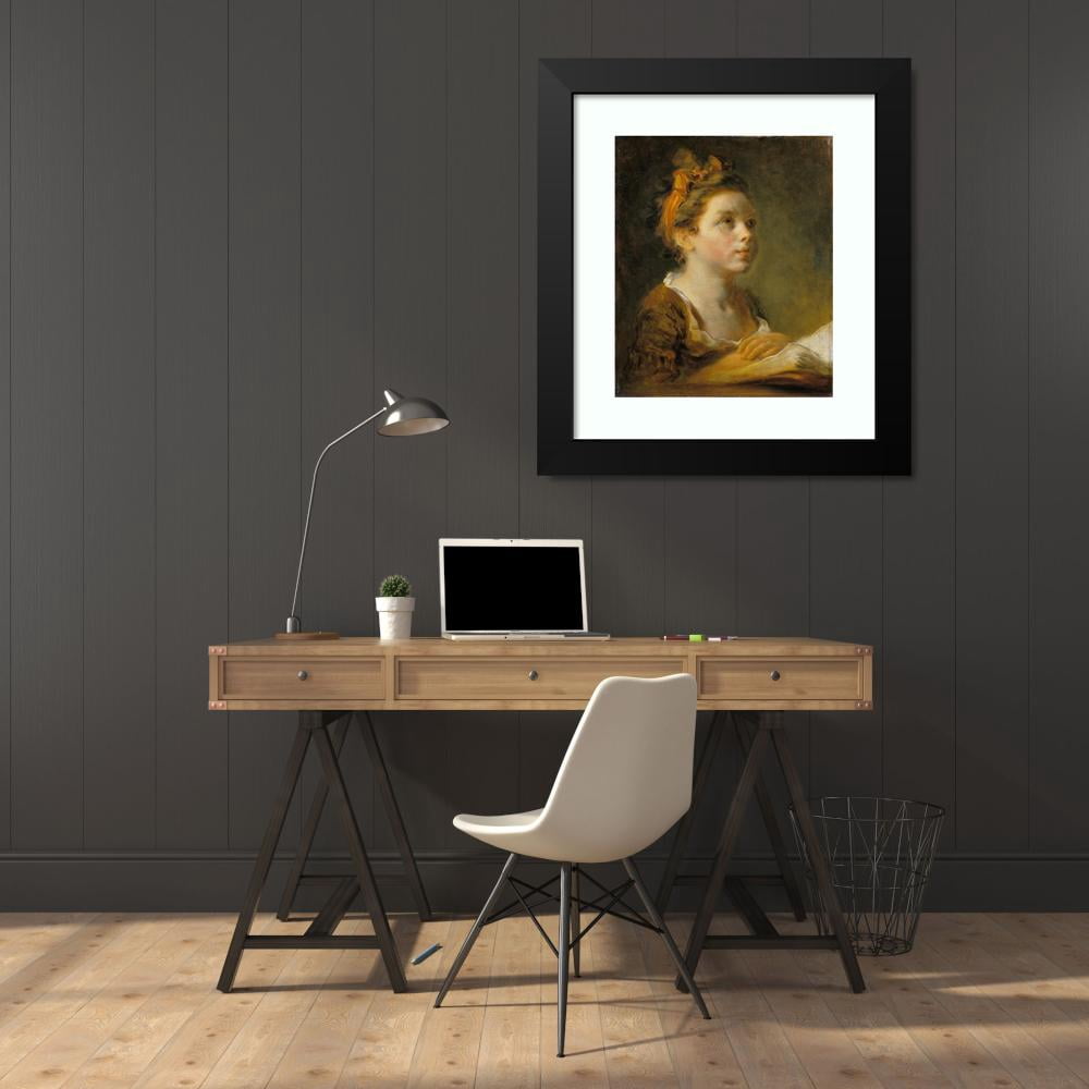 Jean-Honoré Fragonard 20x23 Black Modern Framed Museum Art Print Titled - Girl Reading a Book (C. 1770 - 1780)