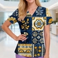 thumbnail image 2 of OIOLOYJM Scrub Tops for Women 2026 Nursing V-Neck Short-Sleeve Vintage Floral Print Scrubs Cotton Stretchy T Shirts Basic Shirts with Pockets Light Purple M, 2 of 4
