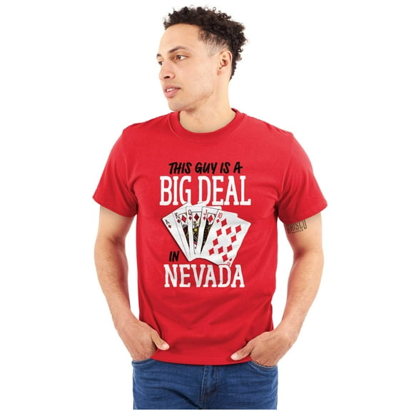 Funny Poker Hand Nevada NV Tourism Men's Big & Tall Crewneck Graphic Tee Brisco Brands 2X