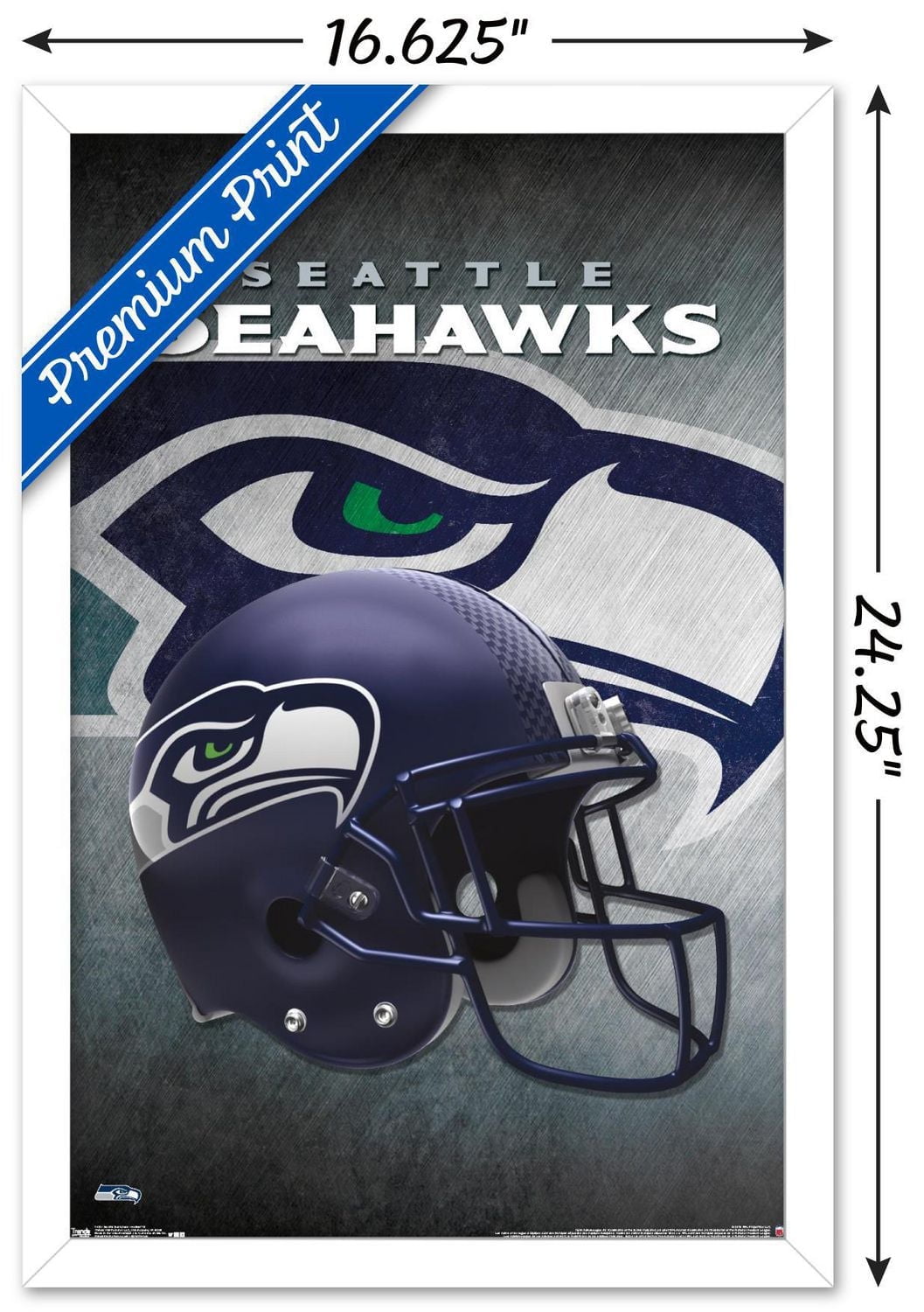 NFL Seattle Seahawks - Helmet 16 Wall Poster, 14.725" x 22.375" Framed