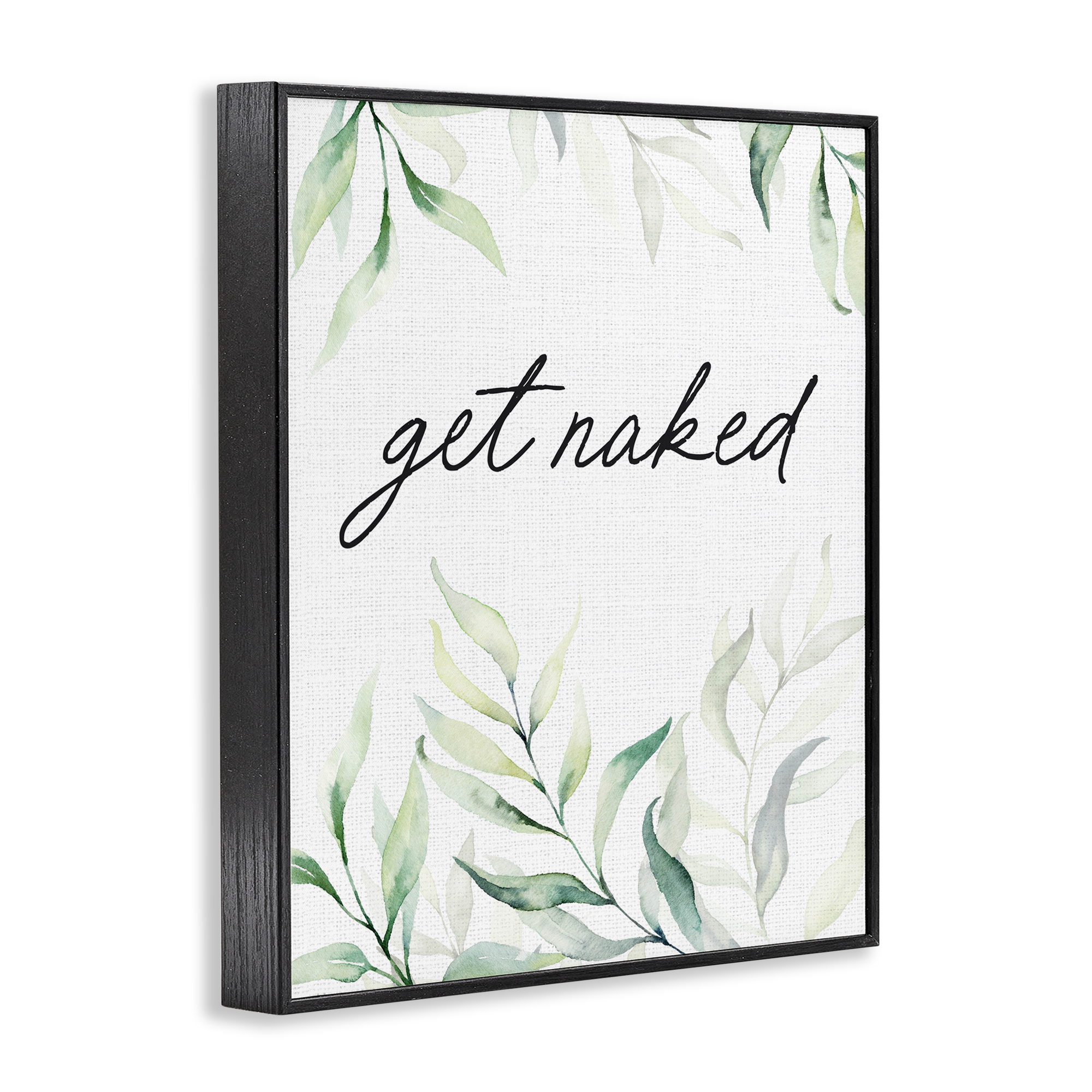 Get Naked Bathroom Herbs Black Framed Giclee Art, design by Lettered and Lined