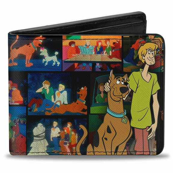 Scooby Doo Wallet, Bifold, Scooby Doo Shaggy Pose Scene Blocks Scooby Doo, Vegan Leather