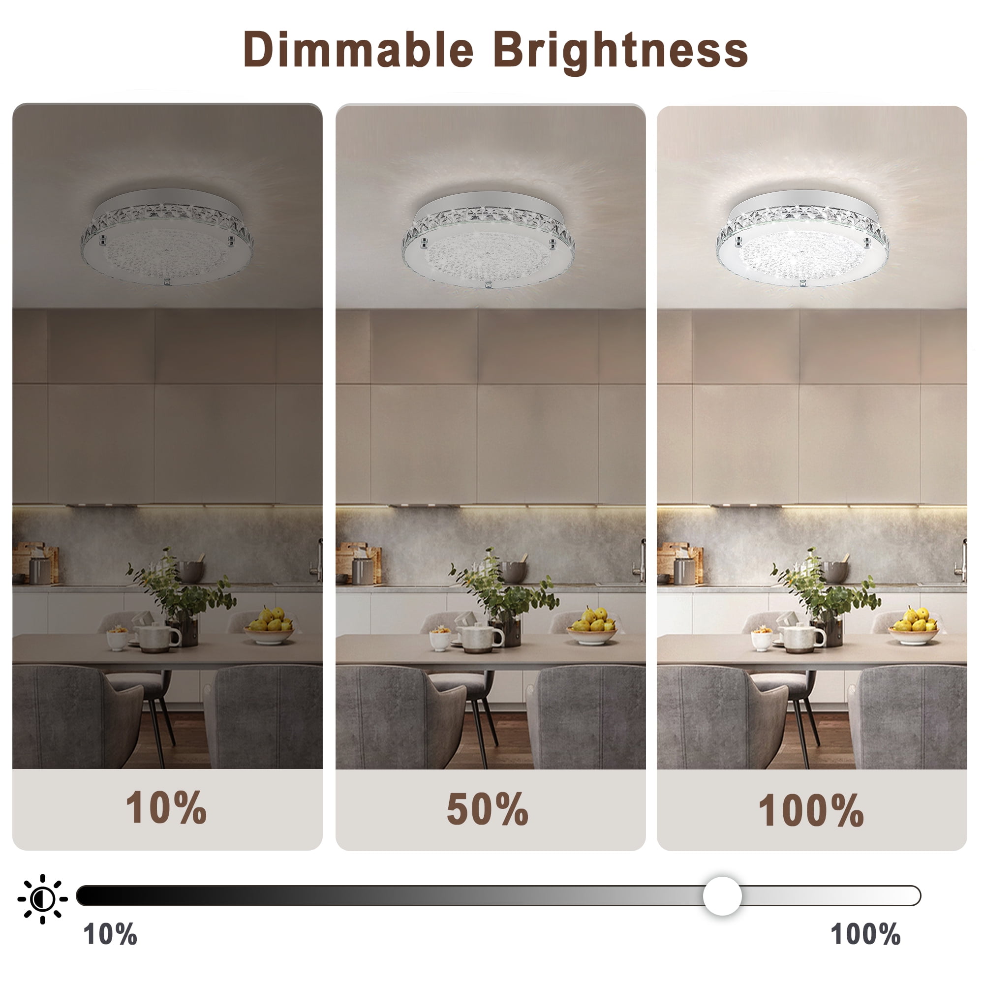 Lzawvm Crystal Ceiling Light Fixture Flush Mount Ceiling Light Dimmable LED Bright 4000K for Bathroom Living Room Kitchen 11Inch 18W