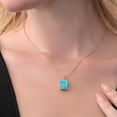 thumbnail image 4 of Gem Stone King 18K Yellow Gold Plated Silver Green Turquoise and White Diamond Pendant Necklace for Women (5.02 Cttw, Gemstone Birthstone, Emerald Cut 14X10MM, with 18 inch Silver Chain), 4 of 4
