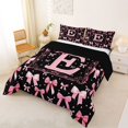 thumbnail image 2 of Manfei 3D Cartoon Bowtie Print Full Size Comforter Sets,Black Pink Monogrammed E Bedding Comforter Set,Black Reversible,3-Piece,1 Comforter and 2 Pillowcases, 2 of 7