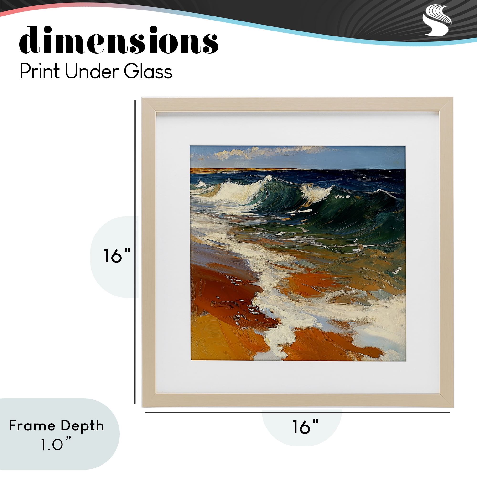 Stupell Industries Glassy Ocean Waves Break Birch Framed Print Under Glass, design by Walker Noble