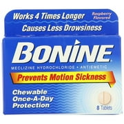 Bonine Motion Sickness Protection, Chewable Tablets, Raspberry 8 ea (Pack of 6)
