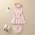 thumbnail image 2 of ibuvkizy Girls Summer Dresses Baby Princess Dress Toddler Kids Girls Flowers Print Pattern Outfit Bow Three-piece Toddler Birthday Party Gown Kids Cute, 2 of 9
