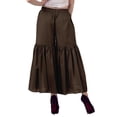 thumbnail image 4 of Moomaya Women's Elastic Waist Sharara Pants Cotton Loose Solid Color High Waist Dance Bottom, 4 of 6
