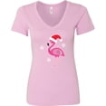 thumbnail image 3 of Inktastic Christmas Holiday Cute Flamingo Women's V-Neck T-Shirt, 3 of 5