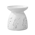 thumbnail image 2 of FENGGHAO White Ceramic Wax Melt Holder Oil Burner with Candle Spoon Aroma Diffuser Tealight Holder Wickless Home Spa Gift 9x7cm, 2 of 7