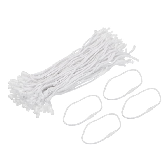 Uxcell Polyester Rope Hang Tag String Snap Lock  Plastic Tags Ties 190mm/7.48" Length,1.5mm/0.06" Dia,Pack of 100,White