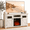 60''L White, variant on Seizeen Fireplace TV Stand for 60'' TV, 55''L Entertainment Center TV Cabinet, Farmhouse Media Console W/Large Storage, Remote Control for Fireplace, Infrared Heater & Virtual Flame, Gray