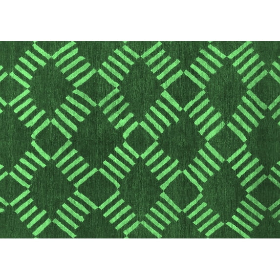 Ahgly Company Indoor Rectangle Abstract Emerald Green Modern Area Rugs, 2' x 5'
