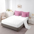 thumbnail image 5 of Castle Fairy Sport Soccer King Bedding 7pcs, Geometric Stripes King Bed in a Bag, Black White Pink, 5 of 7